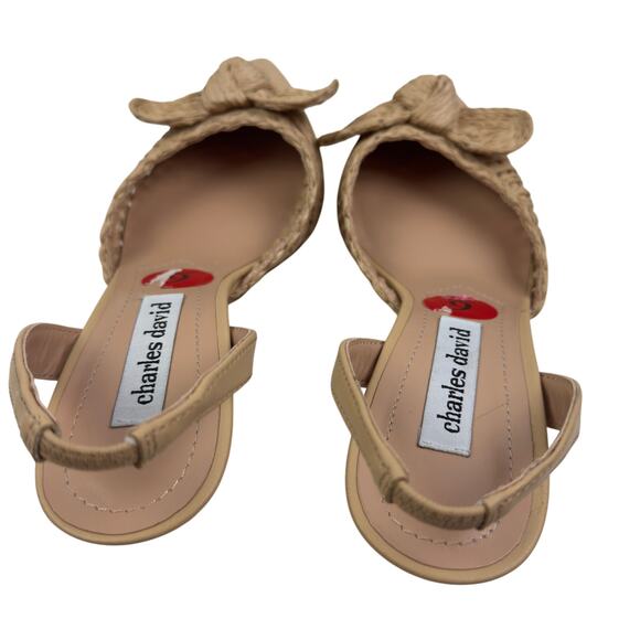 Charles David Allyson Natural Boho Raffia Bow Slingback Pumps Women's Size 6 - Picture 7 of 9